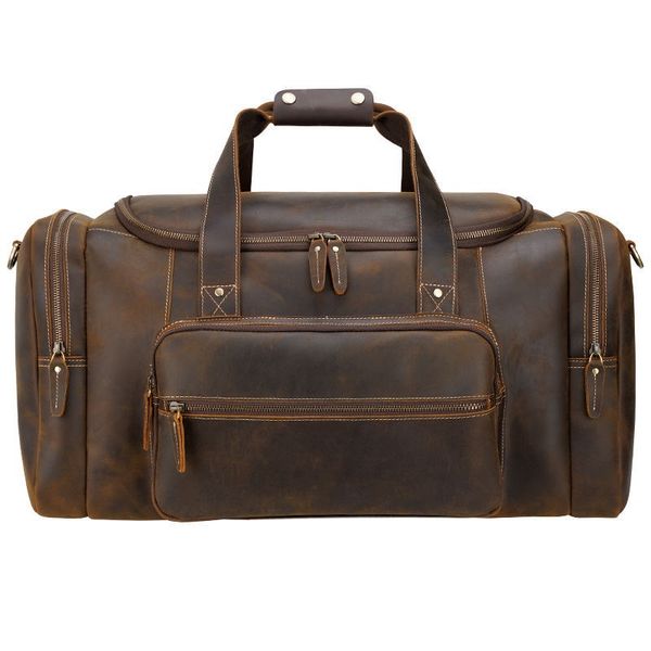 

22" путешествия duffle сумки большая емкость корова кожа мужчины 2020 урожай бизнес повседневный рук большой tote сумки на ремне путешествия