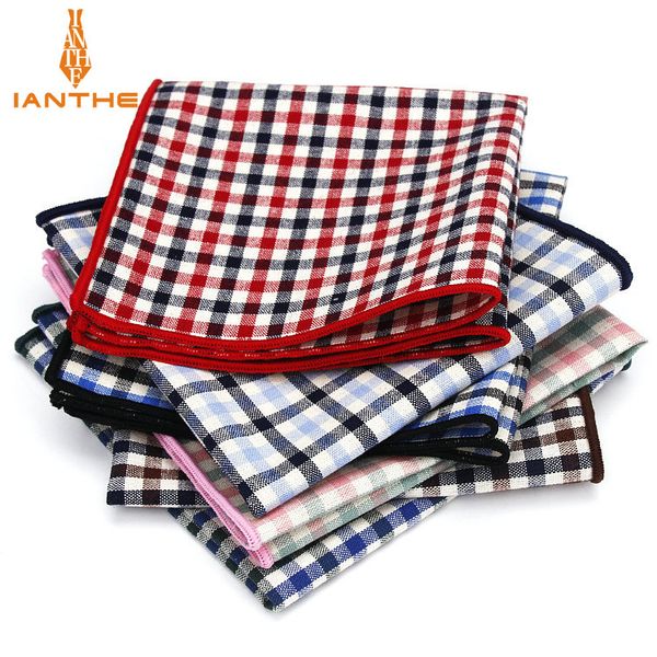 

vintage 100% cotton classic suits pocket square 25cm*25cm men's handkerchiefs plaid check fashion chest towel hanky hankies gift t20061, Blue;white