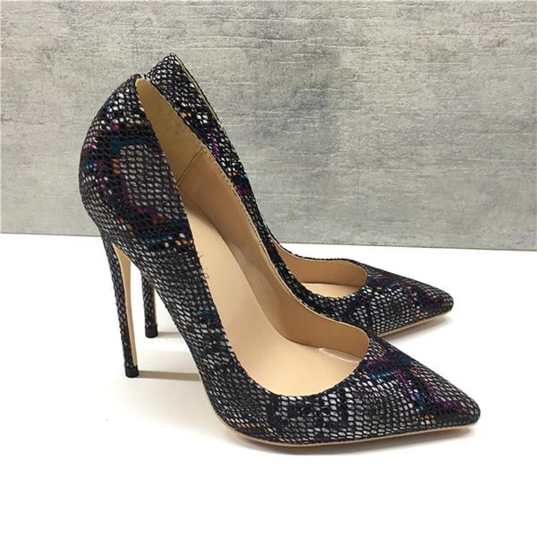 

2019 free shipping fashion women lady new black python snake Leather Poined Toes high HEELED heels shoes Stiletto Heel shoes pumps 12cm 10cm