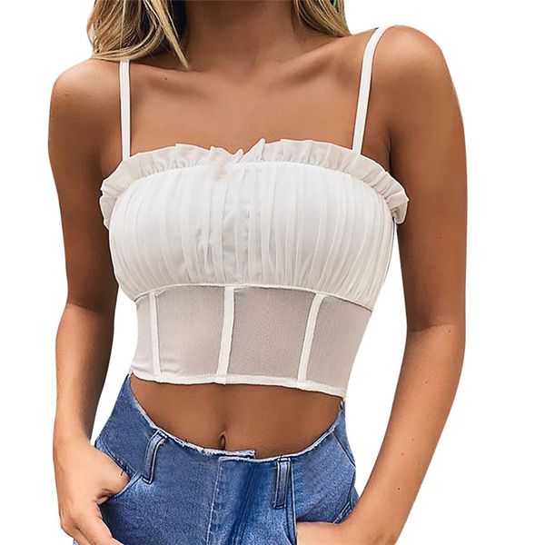

2019 new arrival summer camis fashion womens perspective ruched short off shoulder camis tank vest #0314 a2#, Black;white