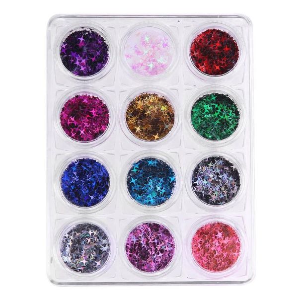 Sevimli Lazer Siyah Yıldız Nail Art Thinny Glitter Sevimli Dekorasyon Nail Art Dekorasyon