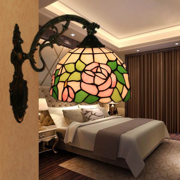 

tiffany vintage wall lamp european creative bedroom luminaria de parede living room bar aisle balcony stairs bathroom mirror light