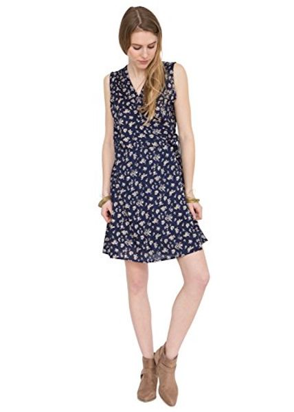 

likemary v-neck sleeveless wrap dress in florals print, Black;gray