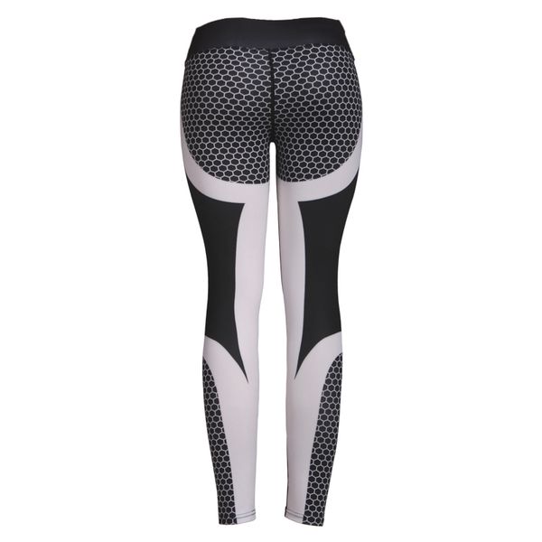 

hayoha сетки шаблон печати поножи фитнес гетры для женщин спортивные тренировки легинсы упругие тонкий черный белый штаны, Black