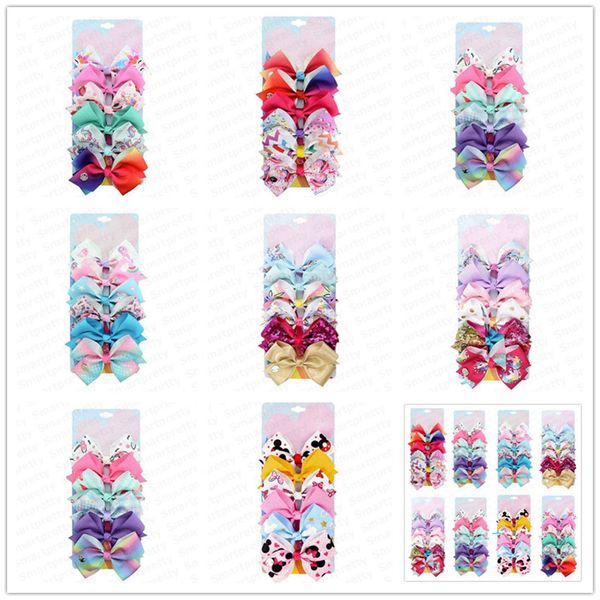 

5 дюймов детские ленты лук шпильки клипы милый мультфильм девушки бантом заколка детские волосы бутик аксессуары для волос 6 цвет одна карта, Slivery;white