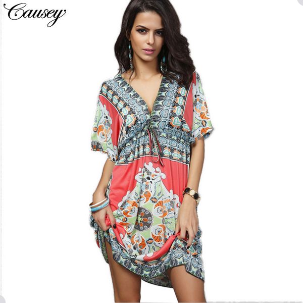 

Women Clothes New Summer Style Original Single V-collar Milk Silk Designer Dress Large Size Beach Wholesale Amazon Women's Dress