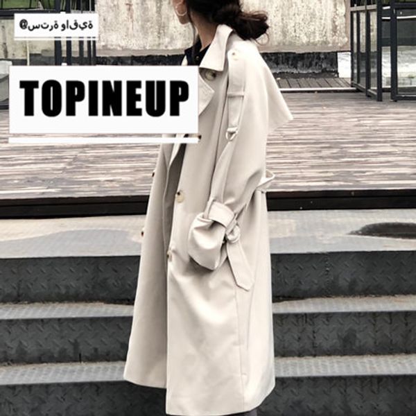 

2019 elegant solid color claasic loose women windbreaker turn-down collar large size female trench coat with belt, Tan;black