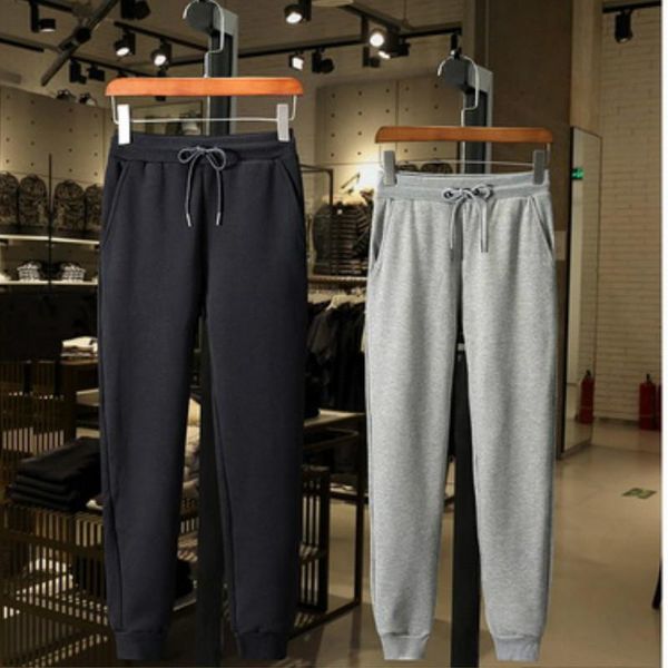 

mens designer joggers sweat pants mens winter plus velvet thick casual pants teen trousers trend small feet beam pants wholesale, Black