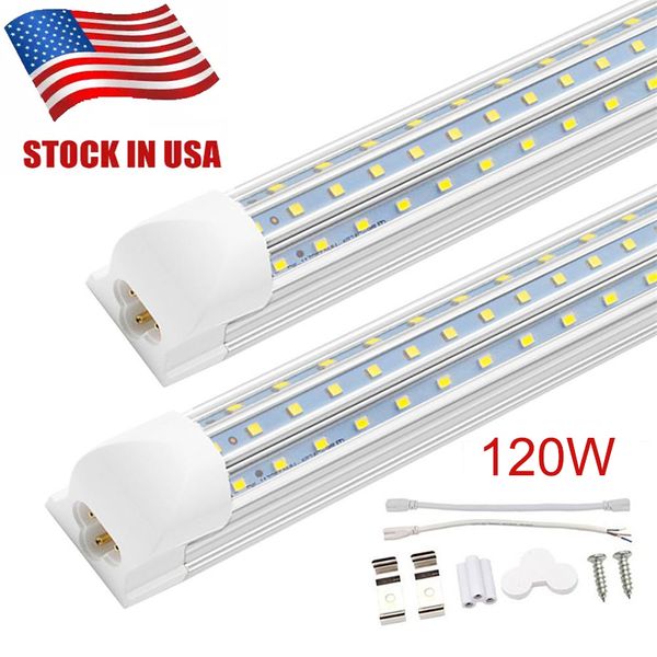 Tubos fluorescentes de 8 pés em forma de D em forma de D 4 pés 5 pés 6 pés 8 pés Tubos de led da porta do refrigerador T8 fa8 Tubos de led integrados Lados duplos Luzes de led 100-305V Estoque nos EUA