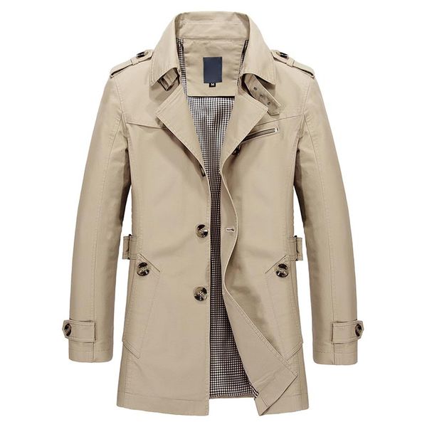 

spring men jacket coat medium-long section fashion trench coat fit overcoat jacket outerwear windbreaker male -5xl 6q2537, Tan;black