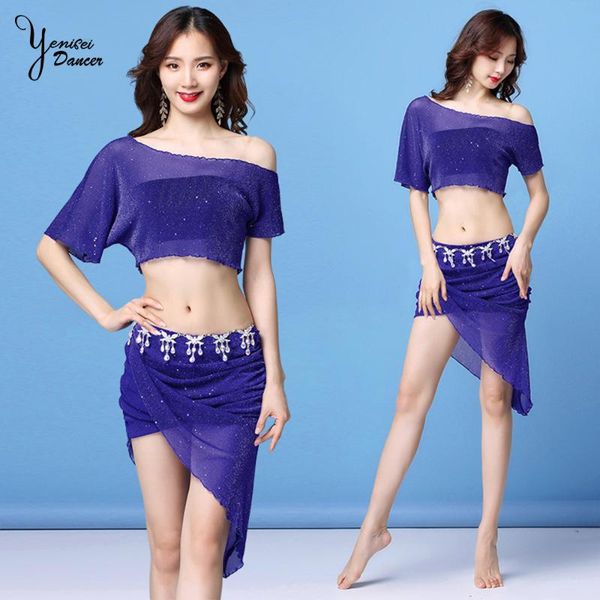 

new belly dance costume beginner large size silver silk skirt oriental performance suit women, Black;red