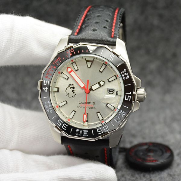

44mm premiere league specail издание мужские часы часы автоподзаводом белый циферблат с красными руками и вращающийся ободок, Slivery;brown