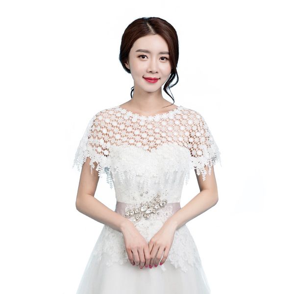 

new arrival wedding wraps lace appliques long sleeves beads jacket shawl coat party shrugs regular capes, White