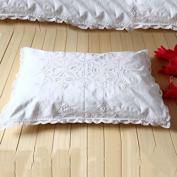 

qunyingxiu heart pillow case 83*61 cm embroidered white floral pillow sham 100% cotton handmade dustproof bed case