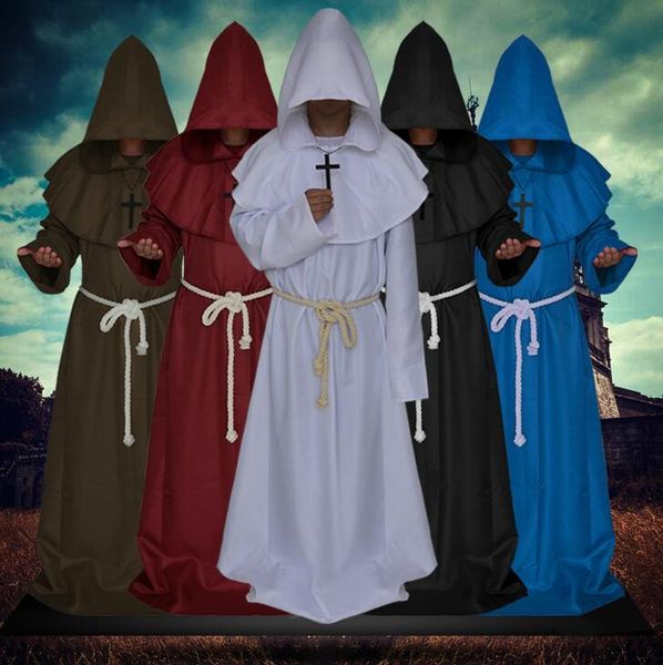 

halloween theme costume for mens cosplay dresses with clothes+cross+rope cosplay suits fancy designer halloween cosplay clothes 5 colors, Black;red