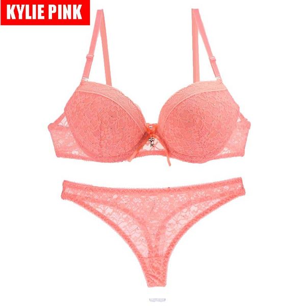 

kylie lace bras push up plunge bra underwear female langerie plus size 3/4 cup bra straps thin cup dropship, Red;black