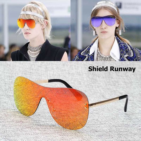 

jackjad fashion show catwalks shield runway sunglasses women brand design engrave color lens sun glasses feminino, White;black