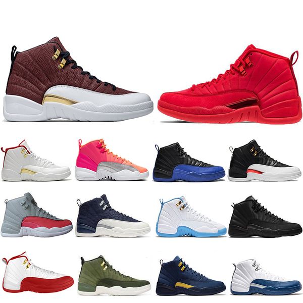 

высокое качество game ball горячий пунш 12 12s мужская обувь баскетбол обратный такси фиба грипп игры быки gym красный спортивный кроссовки, White;red