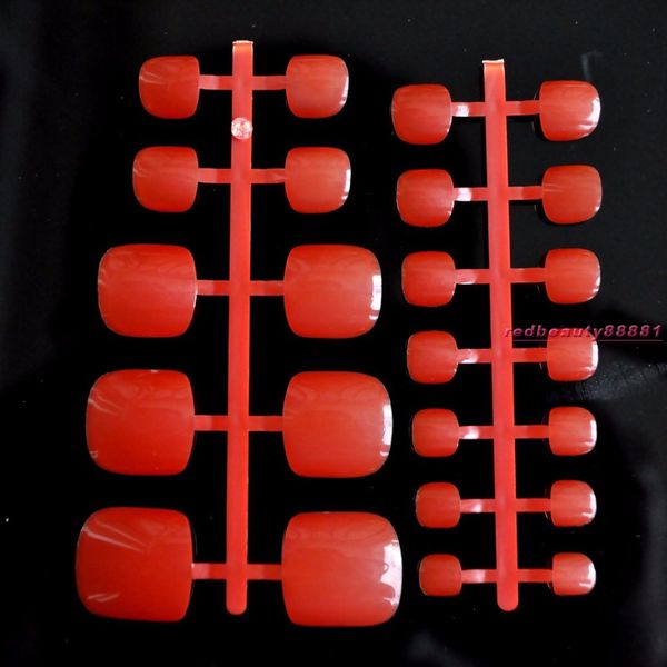 

24pcs french show your toes colorful carnival style candy false toes toenails pearl red #128t, Red;gold