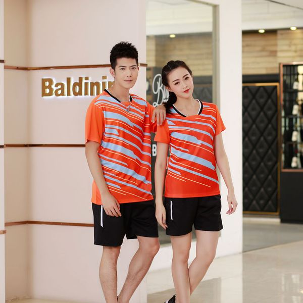 

adsmoney polo tennis kleding badminton training sets men women breathable badminton shirts clothes tennis quick dry sport wear, White;yellow