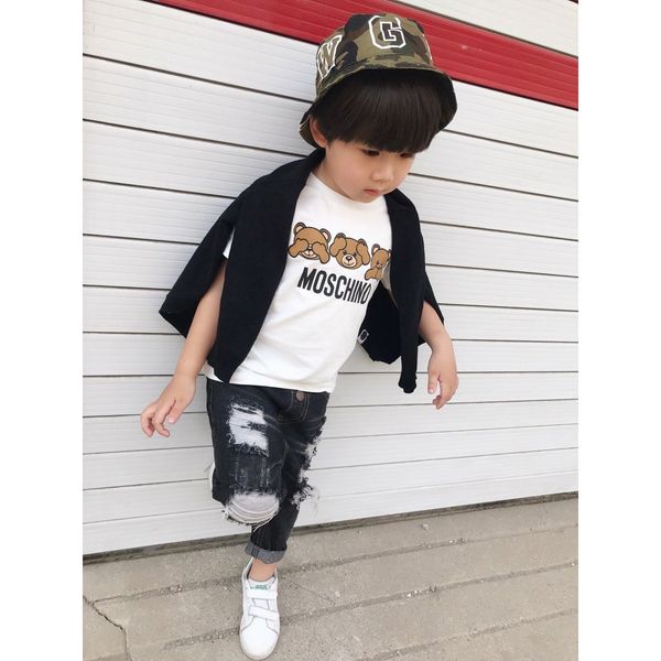 

children designer tshirts 2020 new arrivals boys girls brand letter print tee child luxury fashion t shirts kids loose t-shirts, Blue