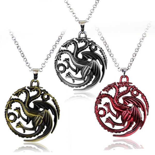 

Горячий сериал Игра престолов кулон ожерелье дом Targaryen логотип металла заявление