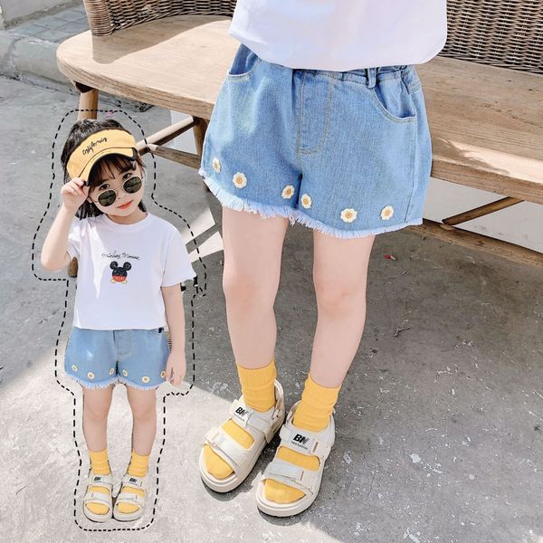 

children' daiy babie' all-match pant girl and short and jean wear jeans shorts little girl, Blue