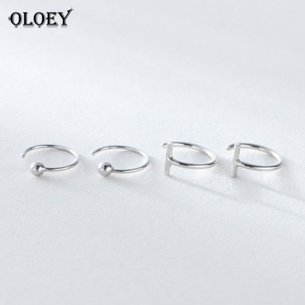

oloey 100% genuine 925 sterling sliver stud earrings for girls korea tiny cute stick semicircle bead earrng fine jewelry yme622, Golden;silver