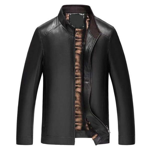 

motorcycle pu leather jacket men winter solid 2019 autumn fashion jackets stand collar loose leather coat cool for female, Black