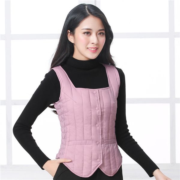 

2019 autumn winter sleeveless coat ultra light white duck down vest female slim vest women's windproof warm waistcoat, Black