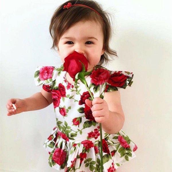 

2020 new fashion newborn kids baby girl flower romper jumpsuit sunsuit outfits clothes, Blue