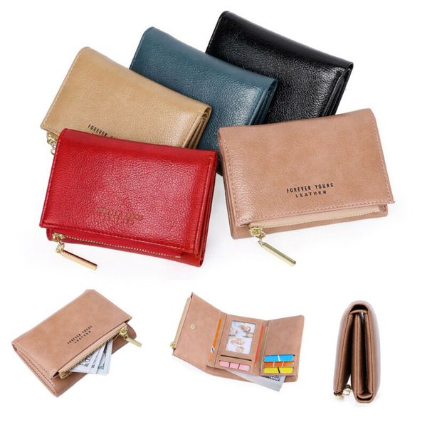 

2020 short wallet women men pu leather mini coin change purse wallets clutch zipper small bag casual black red blue apricot, Red;black