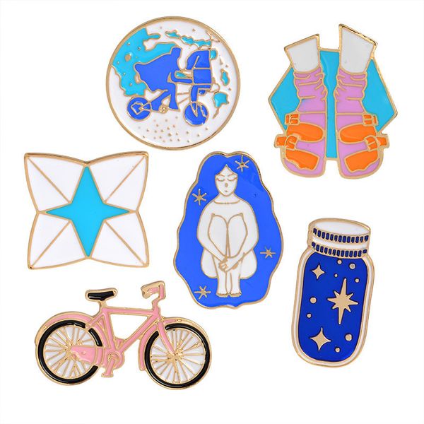 2019 Creative Long Hair Beauty Bicycle Wish Bottle Socks Brooches