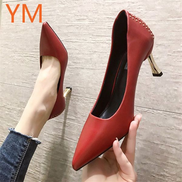 

2020 женская мода насосы высокие каблуки одиночные обувь женщина острым носом pu кожа sexy свадебная обувь luxury женщина женщина, Black