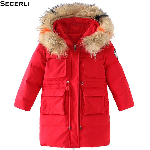 

kids girls winter coat long style 3 to 12y girls long jacket fur hooded cotton padded children winter parkas, Blue;gray