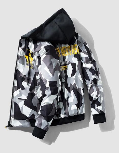 

letter print hooded jackets mens teenagers streetwear fashion double side dressing outerwear hommes zipper jackets coats, Black;brown