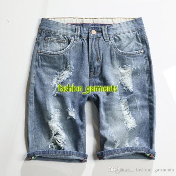 

brand new mens summer shorts men hole jeans fashion trend pants hip hop slim straight pants summer thin pants mens designer shorts, Blue