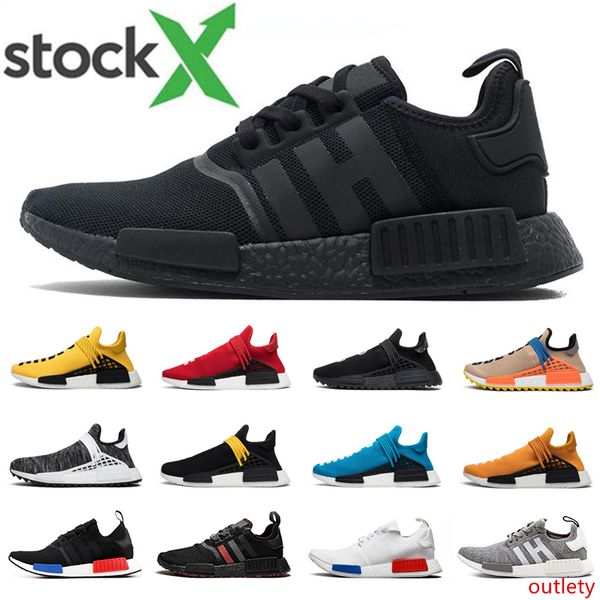 

stock x nmd r1 hu human race pharrell williams men women running shoes triple black white nerd yellow mens trainer sports sneakers runner