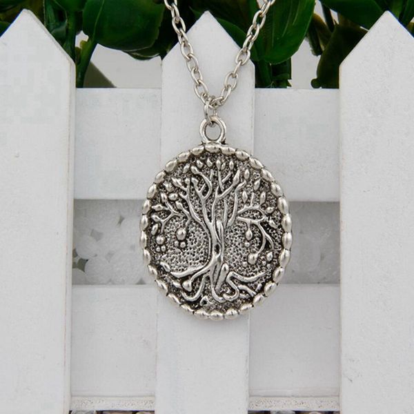 

горячие продажи старинное серебро древо жизни символы йоги 15 видов шарм подвеска ключицы короткое ожерелье женщины ювелирные изделия подаро, Silver