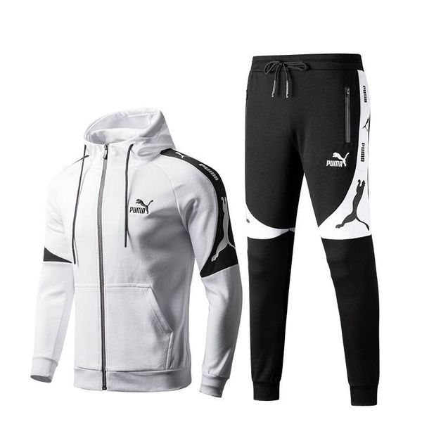 

no7. new brand tracksuits for mens sportswear with letters autumn tracksuit long sleeve casual jogger pants suit clothing, White