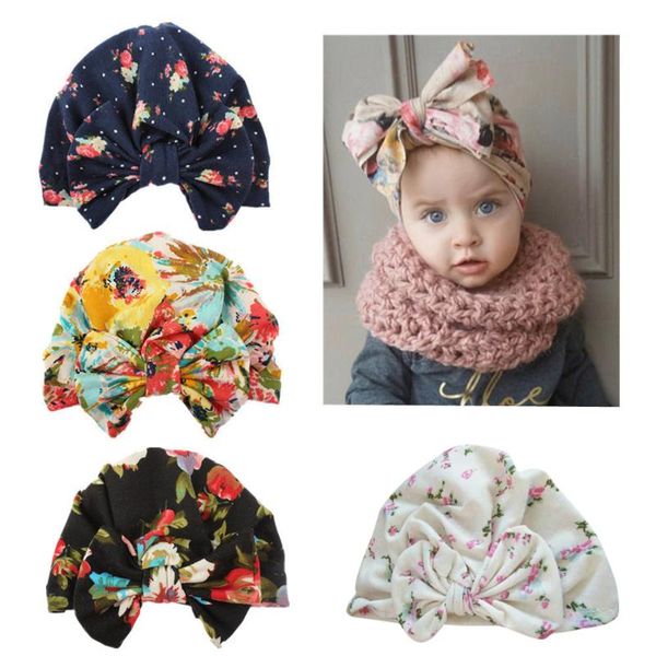 

cute newborn toddler kids baby boy girl turban cotton beanie hat winter warm print cap big flower hospital cap beanie hat, Yellow