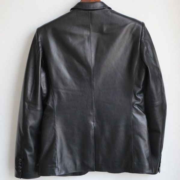 

men's leather & faux italian design work brose elegant real form sheepskin soft coat high-end fashion, Black