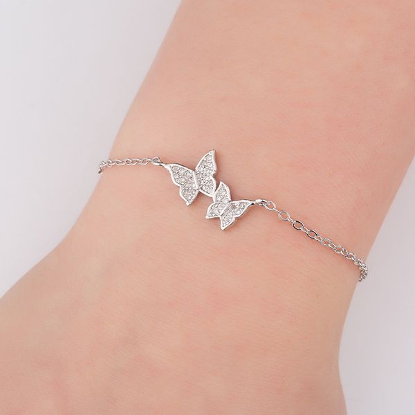 

hfarich bracelet elegant simple crystal butterfly bracelet bangle for women chain jewelry gold rose color dropshipping, Black