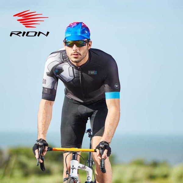 

rion велосипедов bib shorts горный велосипед джерси задействуя наборы с коротким рукавом полный zipper черный синий мужчины рубашка gel pad, Black;blue