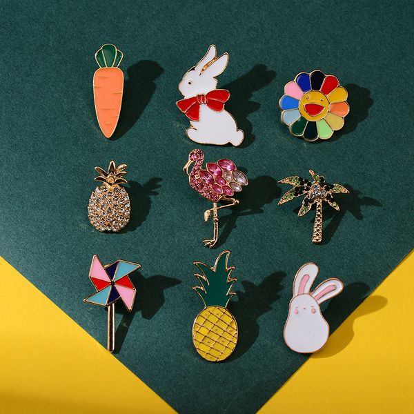 

pins, brooches cartoon cute animal pins pineapple sun flower glasses flamingo brooch for women girl corsage jewelry accessories, Gray