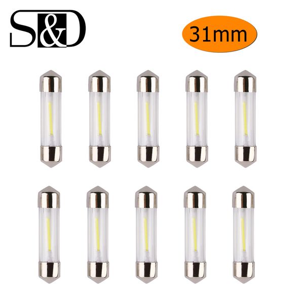 

10pcs 31mm c5w cob car led bulbs car interior bombillas festoon dome reading light source white side license plate lamp 6500k
