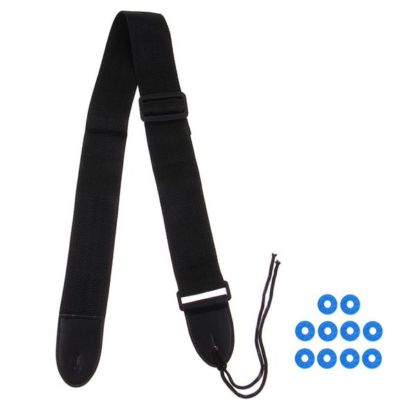 

adjustable guitar strap+10pcs rubber safety strap lock block washer for guitar accessory, Black;brown