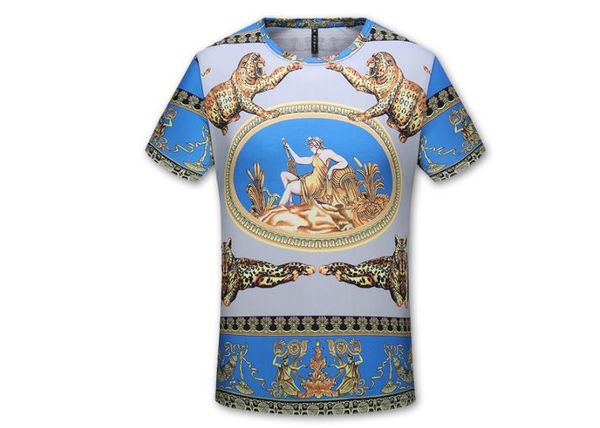 

Men 3D Luxury Printed Tshirts Summer O-neck Silk Thin Short Sleeved Clothes Tees