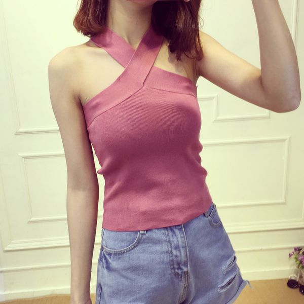 

crop tops лето женщины v шеи тонкого bodycon tank tops девушка без рукавов короткой твердой t рубашки camis тройники топ для девочек, White