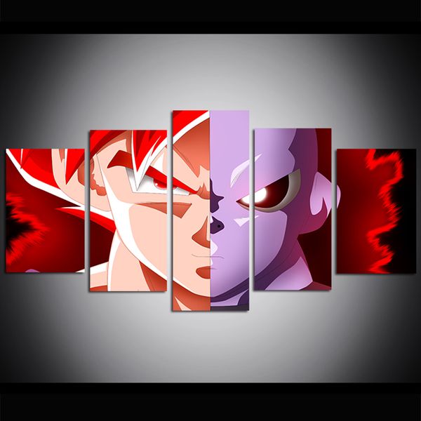 

5 piece large size canvas wall art pictures dragon ball super goku vs jiren print oil painting for living room painting wall decor